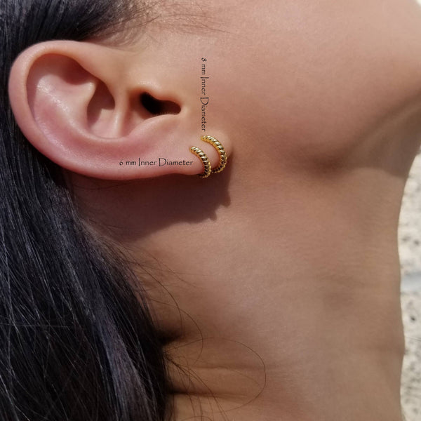 BRAIDED HUGGIE EARRINGS - E-HT1122 / E-HT1121