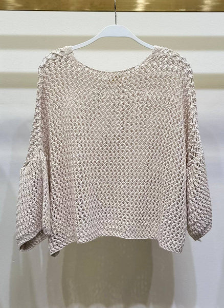 DROP SHOULDER CROCHET V-NECK TUNIC (785/CH785-O/S)