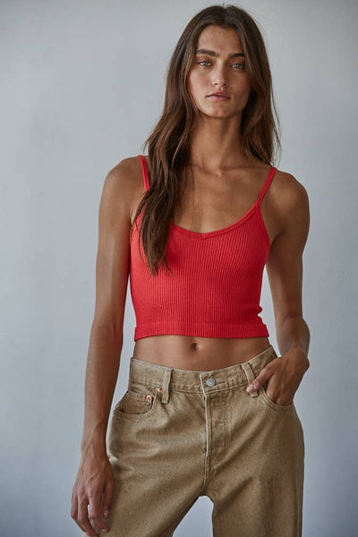 S1072 | Knit Ribbed Seamless UV Neck Brami
