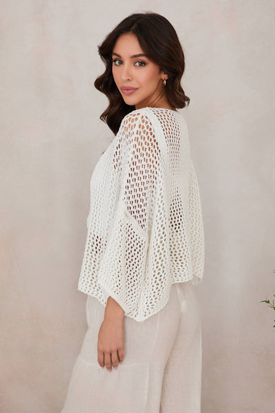 DROP SHOULDER CROCHET V-NECK TUNIC (785/CH785-O/S)