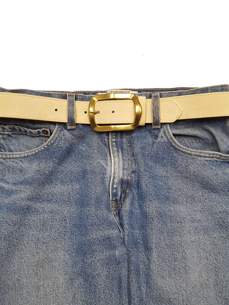 Genuine Suede Leather Belt w. classic Rectangular Buckle