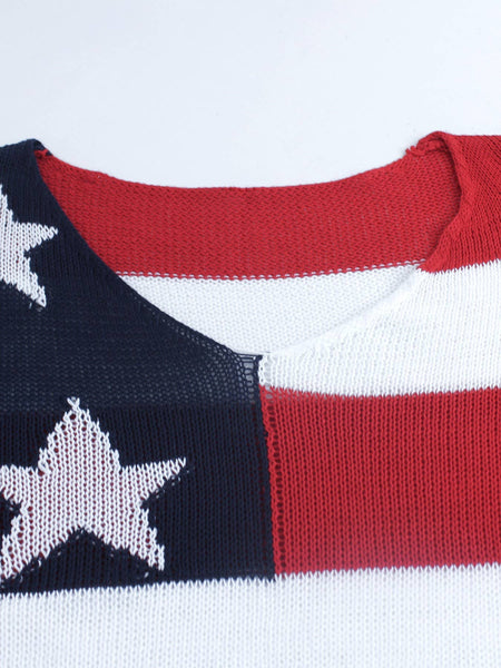 4th Of July Knit Summer American Flag Sweater: Printed / XL