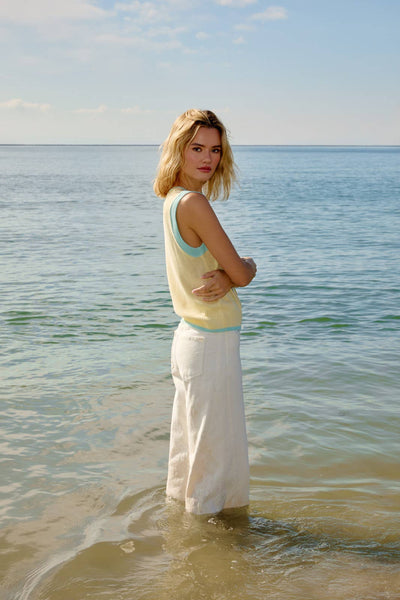 FRAYED WAIST& STRETCH IN WHITE TWILL PANTS