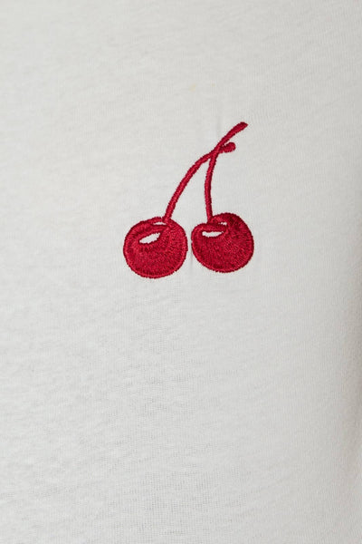CREW NECK SHORT SLEEVE CHERRY EMBO BABY T-SHIRT