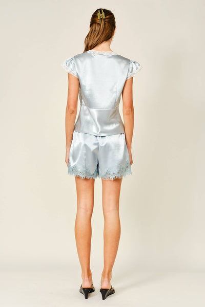 AJP6131 SATIN LACE SHORTS: LEMON / M