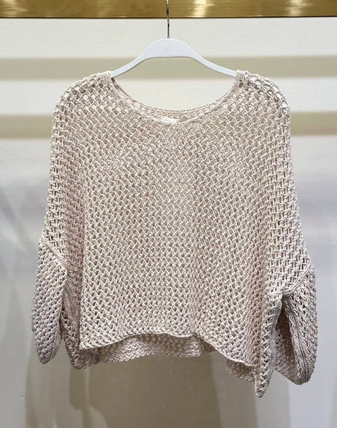 DROP SHOULDER CROCHET V-NECK TUNIC (785/CH785-O/S)