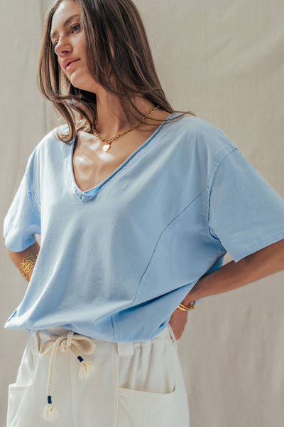 Exposed Seam V-Neck Tee