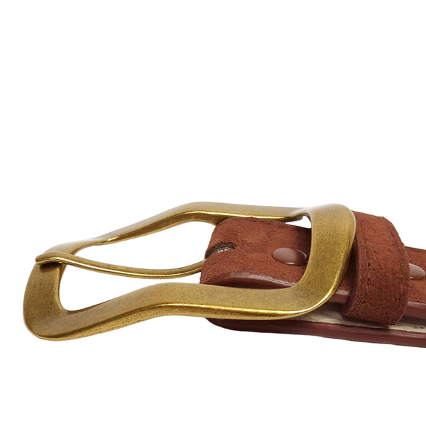 Genuine Suede Leather Belt w. classic Rectangular Buckle
