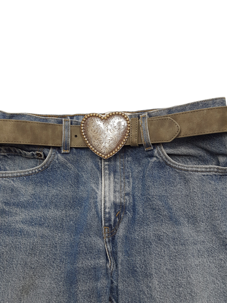 Western Heart Buckle w. Vintage Leather belt