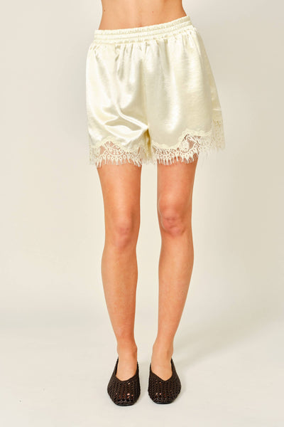 AJP6131 SATIN LACE SHORTS: LEMON / S