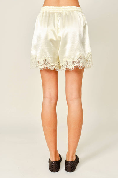 AJP6131 SATIN LACE SHORTS: LEMON / S