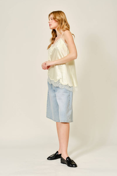 AJT5538 CUT OUT SATIN LACE TOP