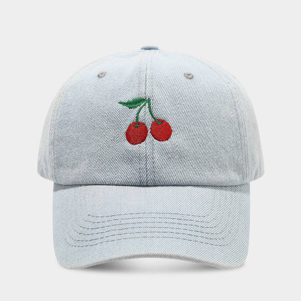 Denim Cherry Embroidered Casual Baseball Cap DP25E978