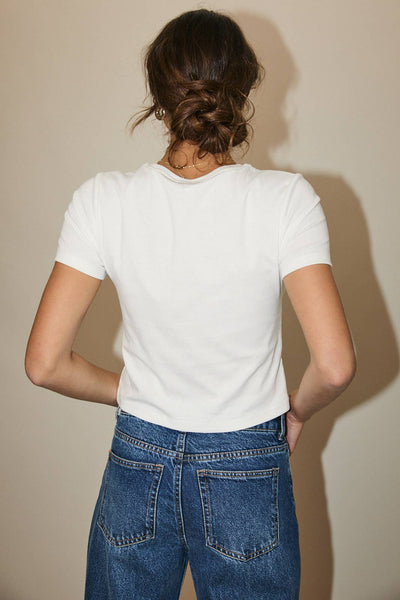CREW NECK SHORT SLEEVE CHERRY EMBO BABY T-SHIRT