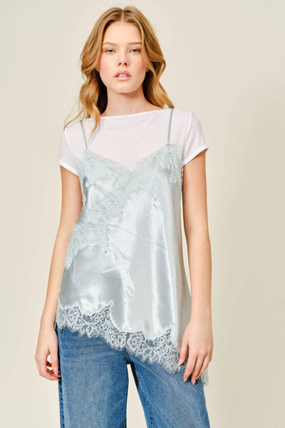 AJT5538 CUT OUT SATIN LACE TOP