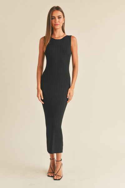 D2997   PATTERNED RIB KNITTED LONG DRESS