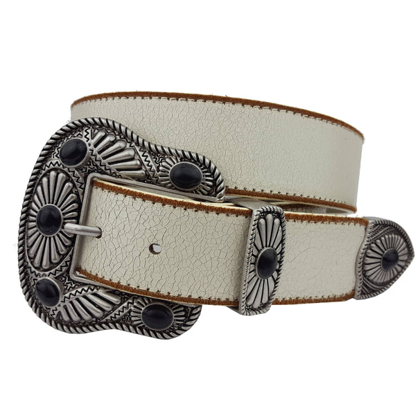 Vintage Leather belt with Western Buckle Set