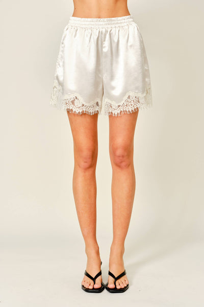 AJP6131 SATIN LACE SHORTS: LEMON / S