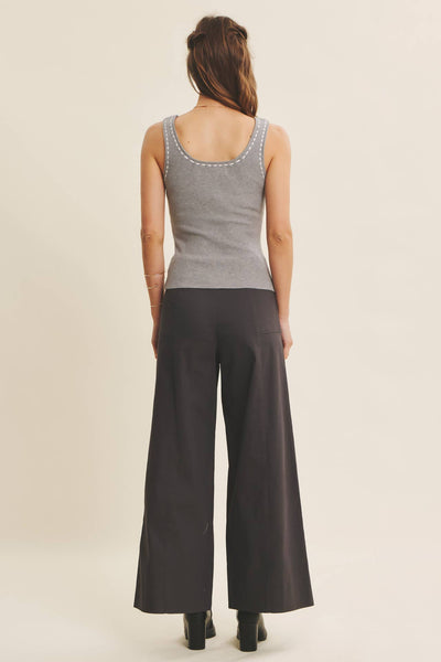 EVERYDAY ESSENTIAL STRETCHY WIDE-LEG ANKLE LENGTH PANTS