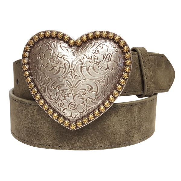 Western Heart Buckle w. Vintage Leather belt