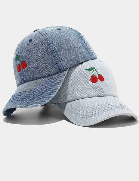 Denim Cherry Embroidered Casual Baseball Cap DP25E978