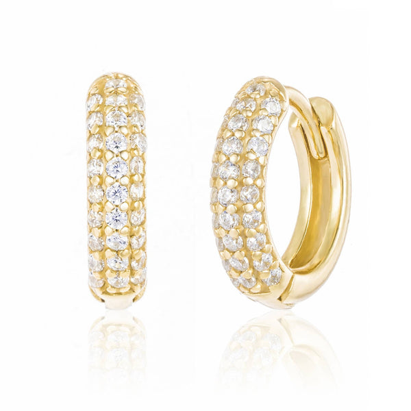 PAVE CZ DAINTY HUGGIE EARRINGS - E-HT1161