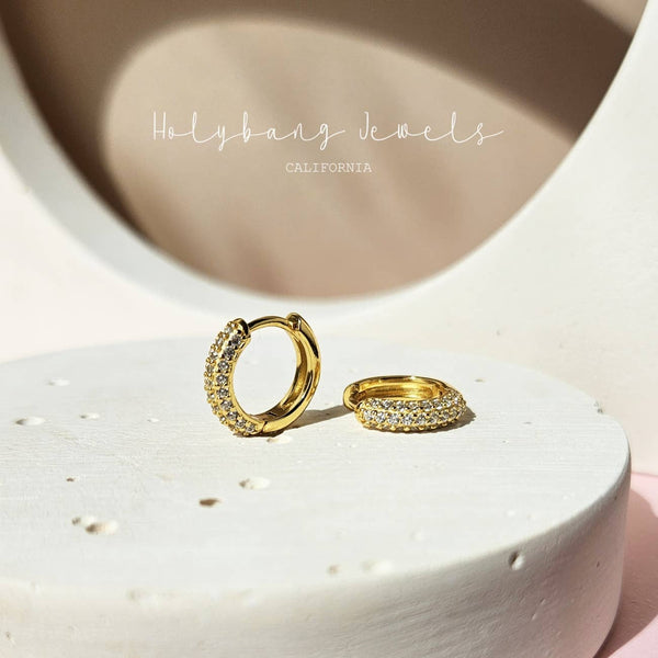 PAVE CZ DAINTY HUGGIE EARRINGS - E-HT1161