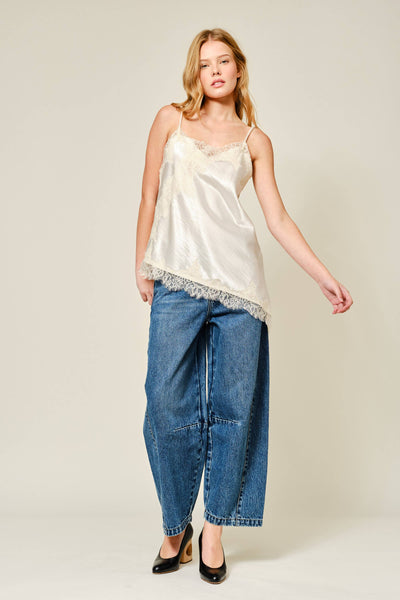AJT5538 CUT OUT SATIN LACE TOP