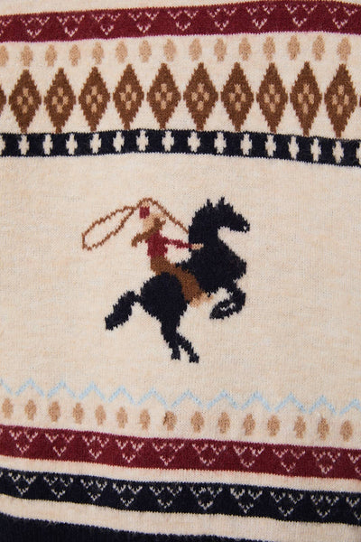 HORSE GRAPHIC BUTTON UP OVERSIZE SWEATER CARDIGAN