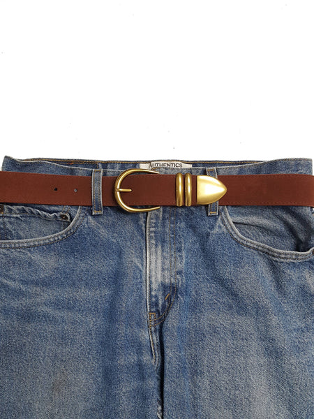 Genuine Suede Leather Belt w. buckle, loops and tip set