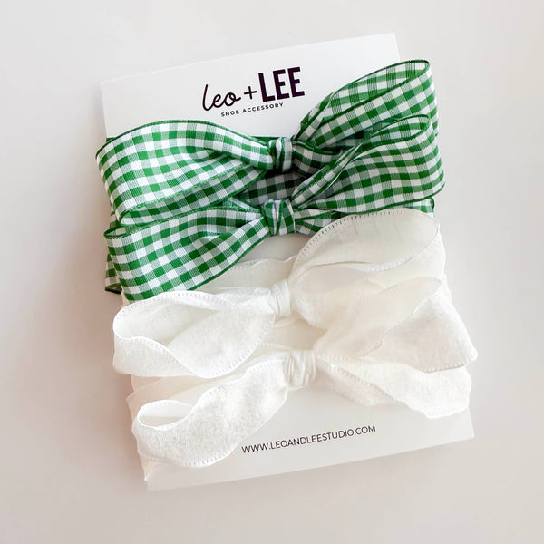  Gingham Shoe Lace Sets– Ribbon Bow Shoe Accessories