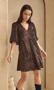 Animal Puff Sleeve Dress