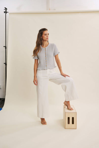 EVERYDAY ESSENTIAL STRETCHY WIDE-LEG ANKLE LENGTH PANTS