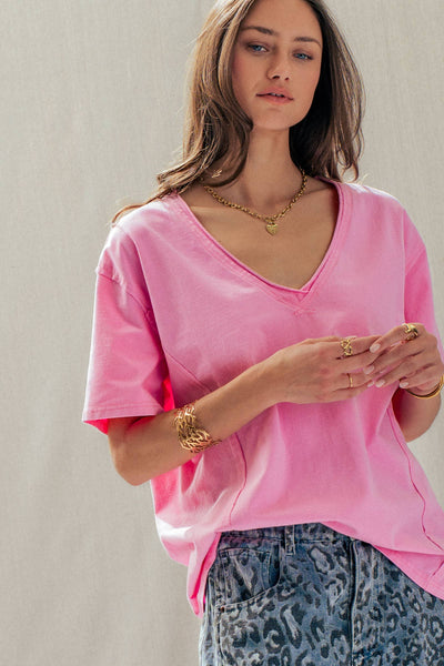 Exposed Seam V-Neck Tee