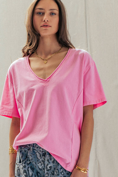 Exposed Seam V-Neck Tee