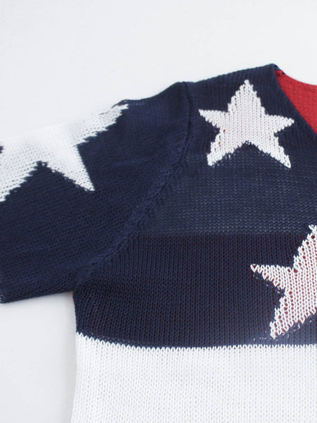 4th Of July Knit Summer American Flag Sweater