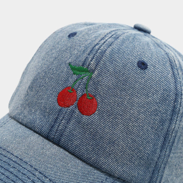Denim Cherry Embroidered Casual Baseball Cap DP25E978