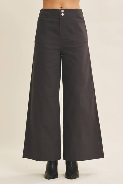 EVERYDAY ESSENTIAL STRETCHY WIDE-LEG ANKLE LENGTH PANTS