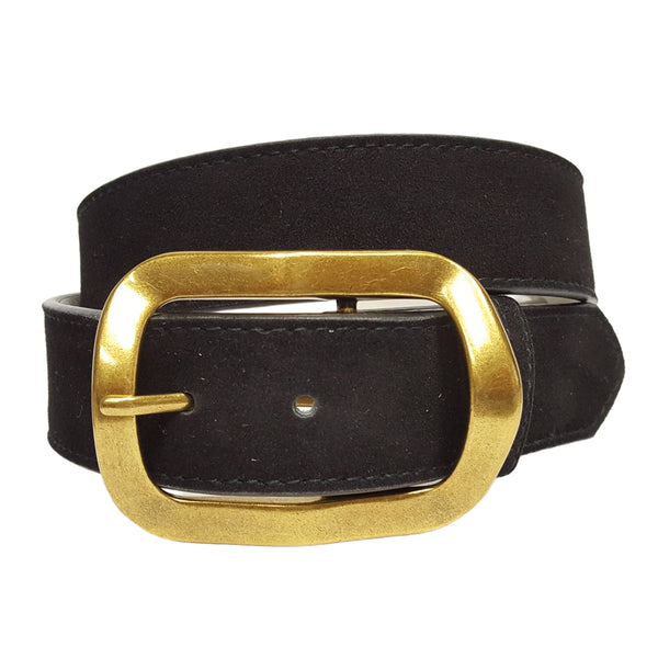 Genuine Suede Leather Belt w. classic Rectangular Buckle