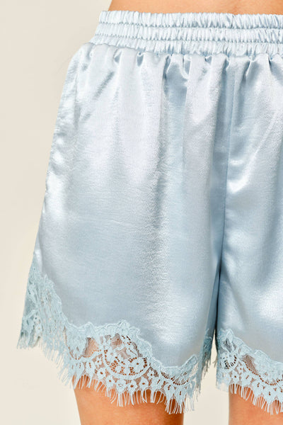 AJP6131 SATIN LACE SHORTS: LEMON / M