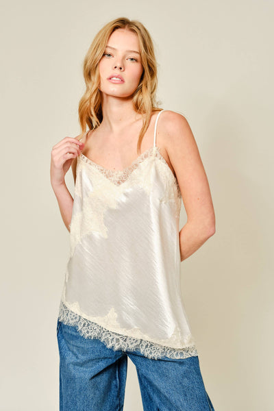 AJT5538 CUT OUT SATIN LACE TOP