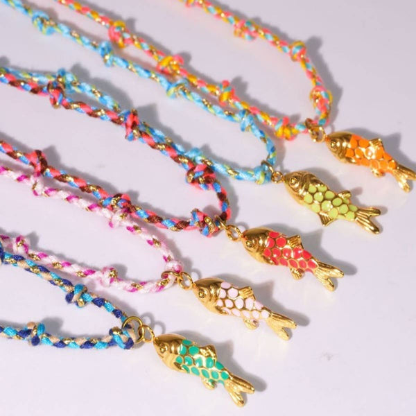 18K STAINLESS STEEL CORDED CHARM NECKLACE