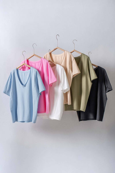 Exposed Seam V-Neck Tee