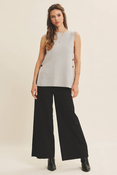 EVERYDAY ESSENTIAL STRETCHY WIDE-LEG ANKLE LENGTH PANTS