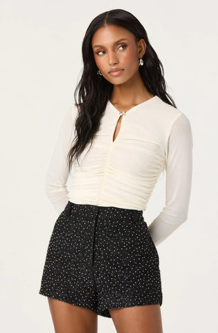 Yasmine Mesh Ruched Top