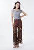 High Rise Ankle Embroidered Lace Wide Leg Jeans