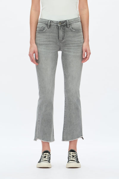Stepped Frayed Hem Cropped Jeans