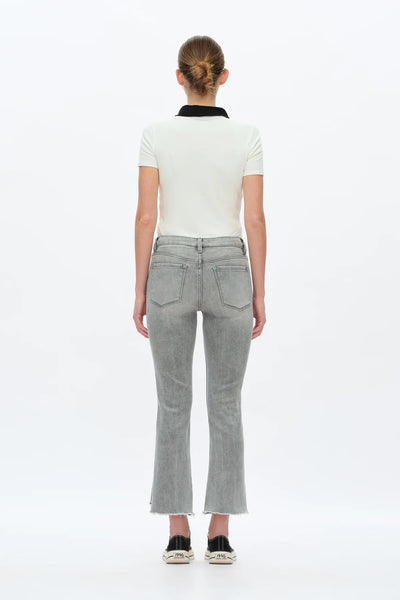 Stepped Frayed Hem Cropped Jeans
