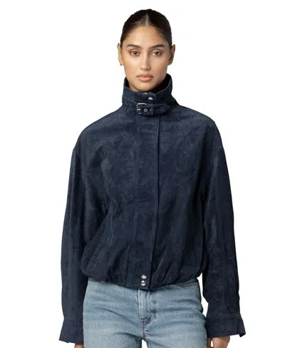 Midnight Drift Real Suede Bomber