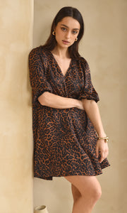 Animal Puff Sleeve Dress